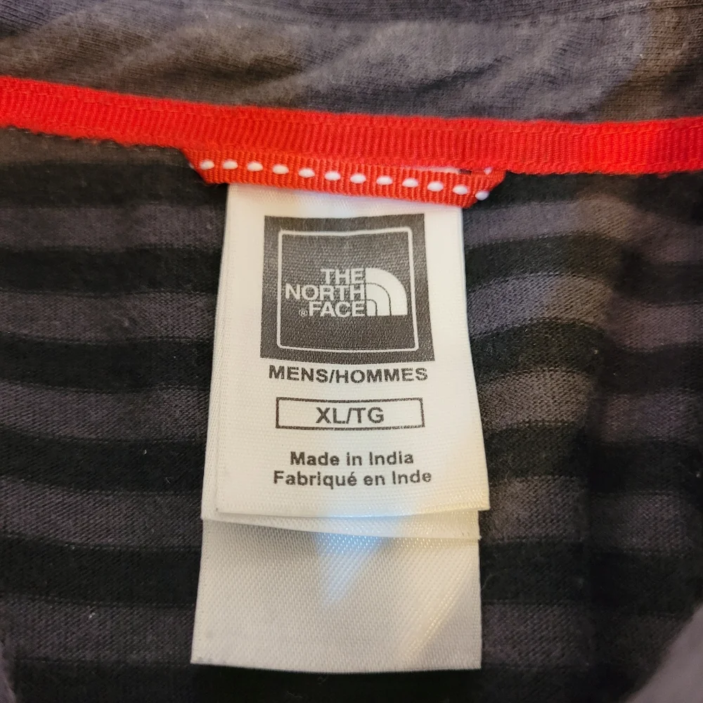 The North Face Polo Shirt Mens XL Black Gray Striped Cotton Short‎ Sleeve ACWA